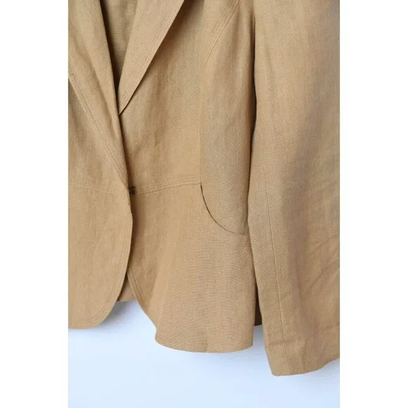 Vintage DKNY Women’s Camel 100% Linen Blazer Jacket Size 8 - Picture 6 of 16